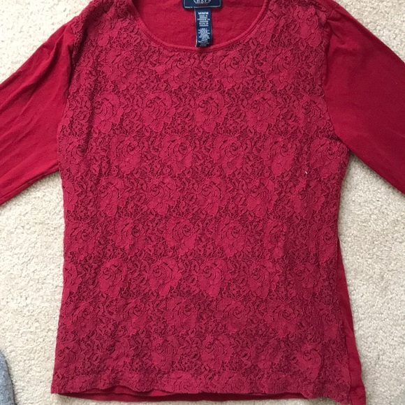 Rose lace, wine red top - Picture 3 of 4